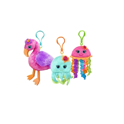 First & Main 3 Plush Toy Sea Backpack Purse Clips Charms 4"