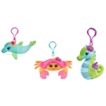 First & Main 3 Plush Toy Sea Backpack Purse Clips Charms 4"