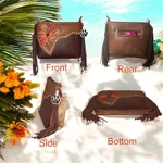 Western Fringe Crossbody Purse-Vegan Leather Boho Bag Cowgirl Shoulder Handbag Embroidered Flower