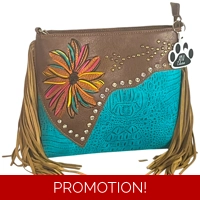 Western Fringe Crossbody Purse-Vegan Leather Boh..