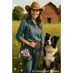 Dog Paw Print Purse Wallet Set-Western Crossbody Shoulder Bag Combo for Pet Moms