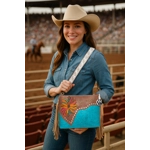 Western Fringe Crossbody Purse-Vegan Leather Boho Bag Cowgirl Shoulder Handbag Embroidered Flower