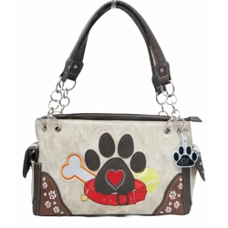 Dog Paw Print Handbag-Western Shoulder Purse for Pet Moms