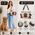 Dog Paw Print Handbag-Western Shoulder Purse for Pet Moms