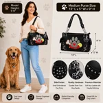 Dog Paw Print Purse Wallet Set-Western Shoulder Handbag for Pet Moms