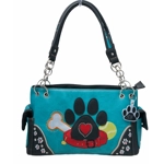 Dog Paw Print Purse Wallet Set-Western Shoulder Handbag for Pet Moms
