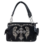 Western Handbag Rhinestone Cross Wings Conceal Carry Purse Wallet