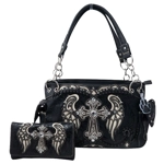 Western Handbag Rhinestone Cross Wings Conceal Carry Purse Wallet