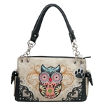 Western Colorful Owl Purse Art Hearts Concealed Carry Shoulder Handbag