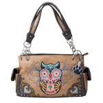 Western Colorful Owl Purse Art Hearts Concealed Carry Shoulder Handbag