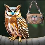 Western Colorful Owl Purse Art Hearts Concealed Carry Shoulder Handbag