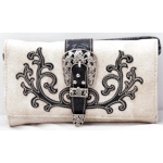 Western Style Wallet Cowgirl Buckle Crossbody Wristlet Clutch Country Trifold Women