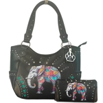 Elephant Purse and Wallet Set-Boho Vegan Leather Western Handbag Gift