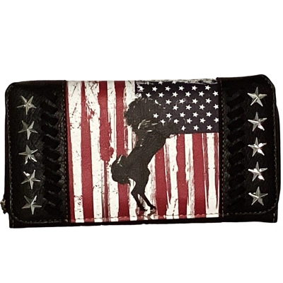 Gifts for Horse Lovers Women American Flag Wallet Western Trifold Cowgirl