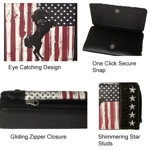 Gifts for Horse Lovers Women American Flag Wallet Western Trifold Cowgirl
