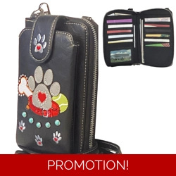 Dog Paw Print Purse Wallet Combo-Small Phone Crossbody Bag..