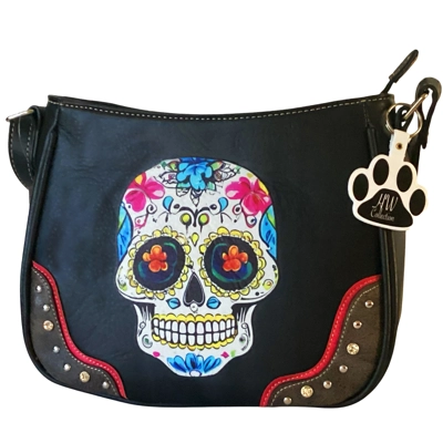 Sugar Skull Crossbody Purse - Day of the Dead Shoulder Bag for women Gothic