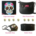 Sugar Skull Crossbody Purse - Day of the Dead Shoulder Bag for women Gothic