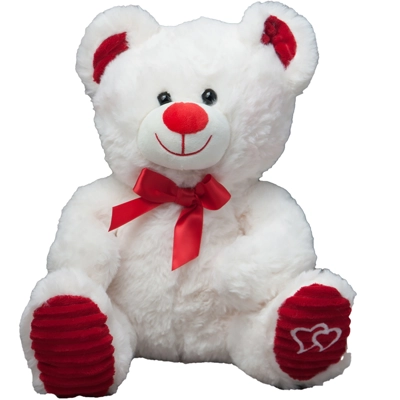 Teddy Bear Stuffed Animal Soft Plush Toy Corduroy Hearts Gift White 11"