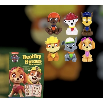 Paw Patrol Set 6 Mini Rescue Figurines Figures Zuma Skye Marshall Chase & Book