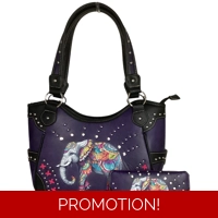 Elephant Purse and Wallet Set-Boho Vegan Leather..