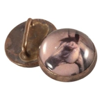 Rebecca Ray Equestrian Grey Horse Rosette Pendant Brown Necklace, 19"