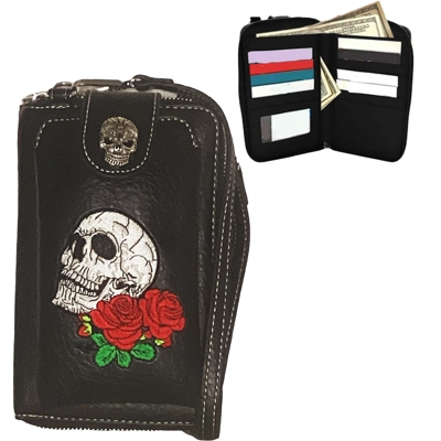 Small Cell Phone Purse Wallet Crossbody Bag For Women Skull Cellphone Holder Card Slots Clutch