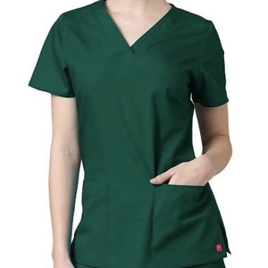 Red Panda Women's V-Neck Two Pocket Solid Scrub Tops