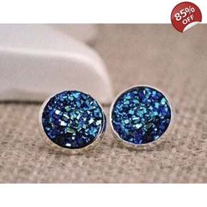 Nola Indigo Blue Drusy Stud Earrings