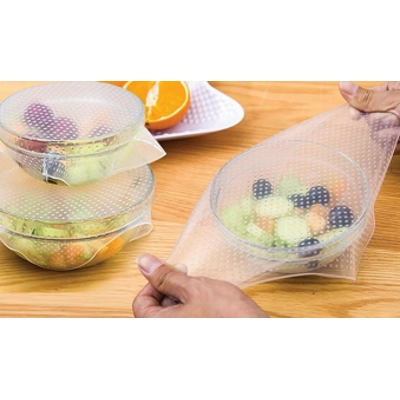 Reusable and Adjustable Silicone Food Covers: 4-Pack Reusable and Adjustable Silicone Food Covers: 4-Pack