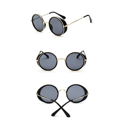 Steampunk Round Lensed Sunglasses With Protective Carry Case Steampunk Round Lensed Sunglasses With Protective Carry Case