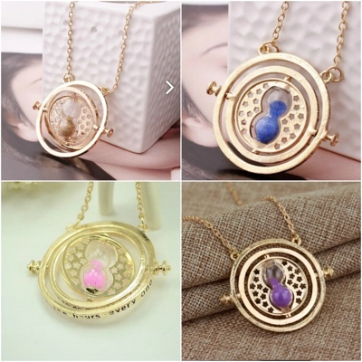 Harry Potter inspired time turner necklace with hourglass and sand - 4 colours