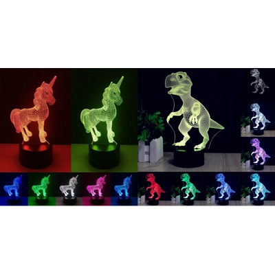 OUR-HOUSE™ 3D UNICORN / DINOSAUR COLOUR CHANGING LED NIGHT LIGHT