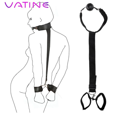 Mouth Gag Ball With Hand Cuffs BDSM Bondage