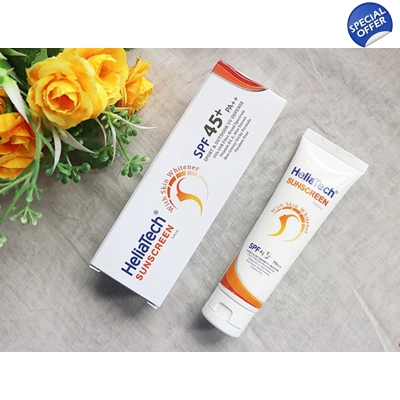 Heliatech Sunscreen SPF 45+ Lotion UVA UVB Rays title=