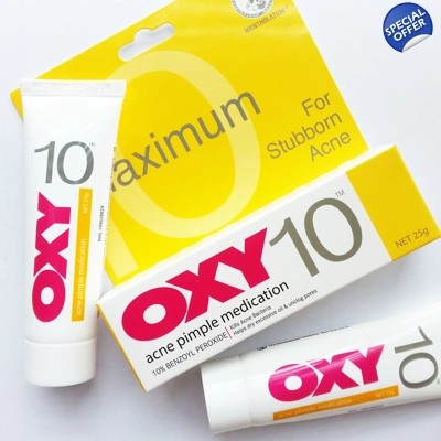 Oxy 10 Benzoyl Peroxide for acne pimple medication title=