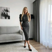 GET 10014 Elastična haljina s puf rukavima