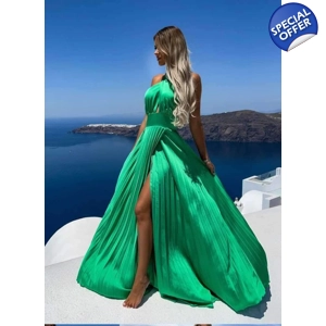 GET 586 Plisirana duga saten haljina