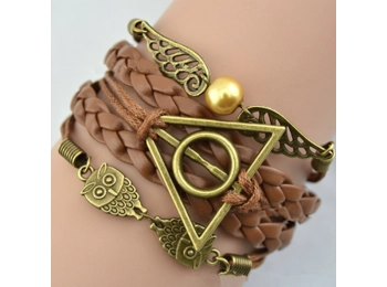 Harry Potter Inspired Brass & Leather Snitch Bracelet