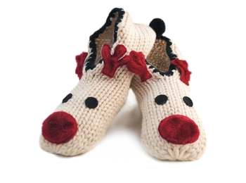 Knitted Reindeer Slippers