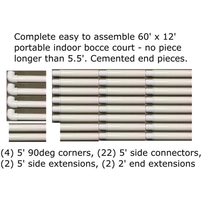 Bubba Bocce Complete 60 ft X 12 ft Indoor Bocce Court title=