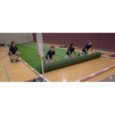 Full Size 60' x 12' Artificial Turf Bocce Surface for Indoors title=