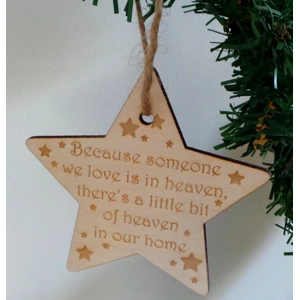 Memorial Someone In Heaven Star Wooden Christmas Tree Decoration