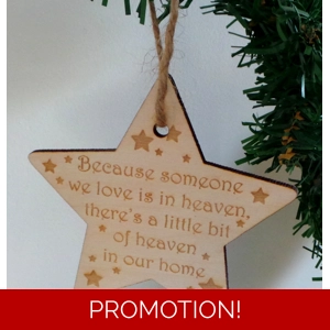 Memorial Someone In Heaven Star Wooden Christmas Tree Deco..