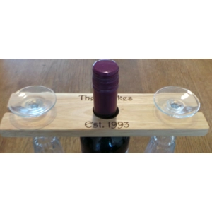 Personalised Wooden Wine Bottle / Glasses Holder - Any message