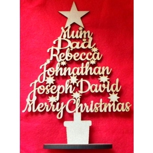 Personalised Family Names Christmas Tree Free Standing