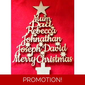 Personalised Family Names Christmas Tree Free Standing