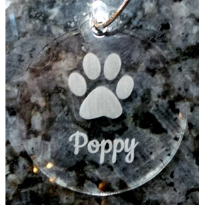 Paw Print Animal Engraved Clear Bauble