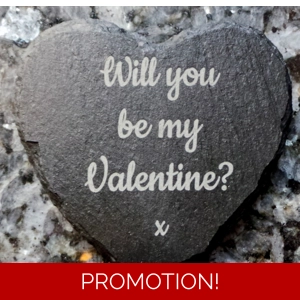 Slate Heart : Be my Valentine Coaster engraved gift