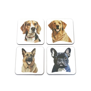 Dog Design Wooden Coasters